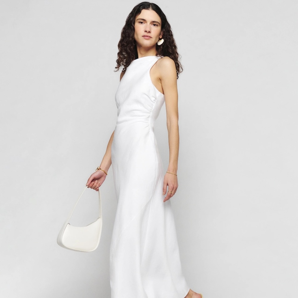 Reformation Casette Linen Dress - White